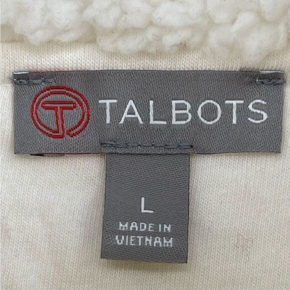 T By Talbots Faux Fur Zip Up Vest Jacket Mock Neck Cream Women Large - Picture 5 of 6